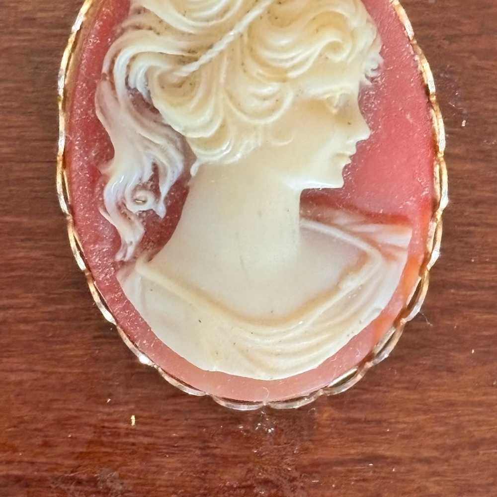 Elegant Cameo Brooch in Gold and Cream
